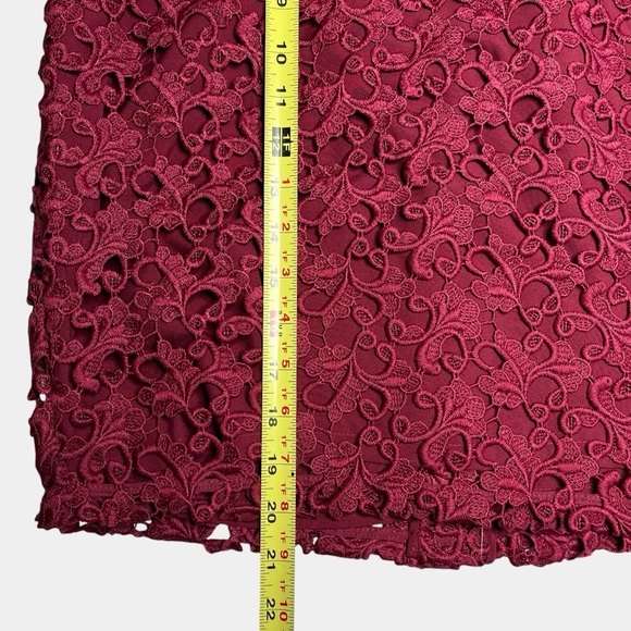 Ann Taylor Womens Embroidered Lace Overlay Skirt Size 4P Petite Dark Red NEW - Picture 9 of 13